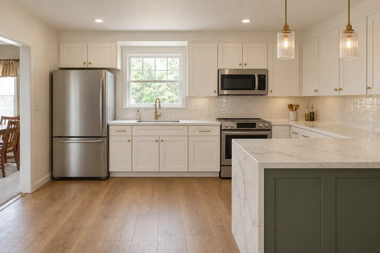 The same Riverside kitchen after a cream shaker cabinet replacement
