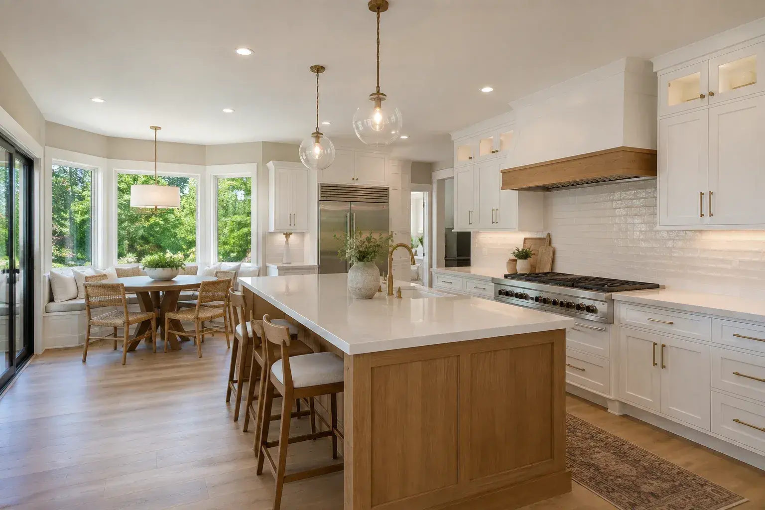 Island with seating and a second sink